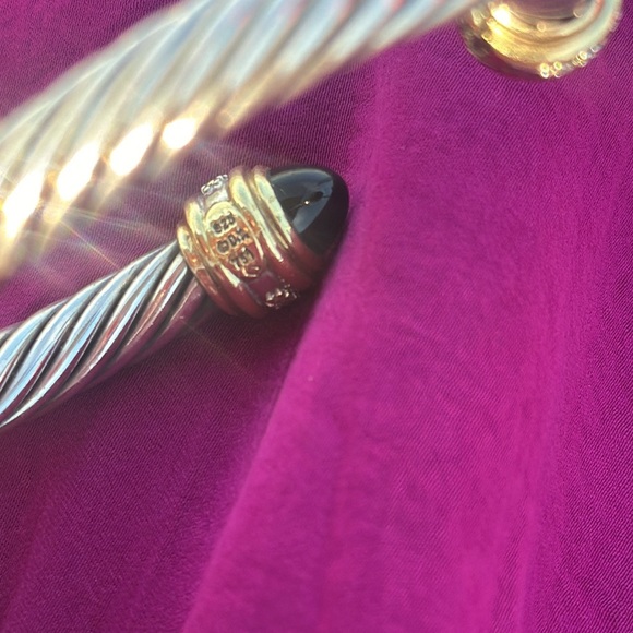 David Yurman cable cuff  with cabochon onyx and diamonds see below for sizing. - Picture 4 of 7